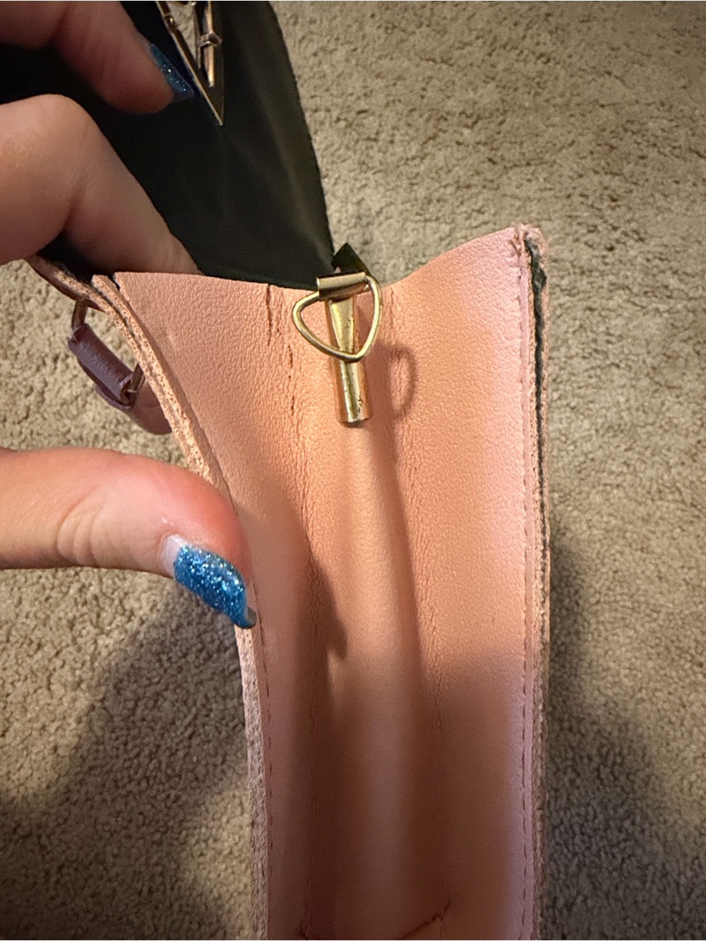 Blush Pink Quilted Top Handle Mini Purse Gold Tone - Picture 11 of 11